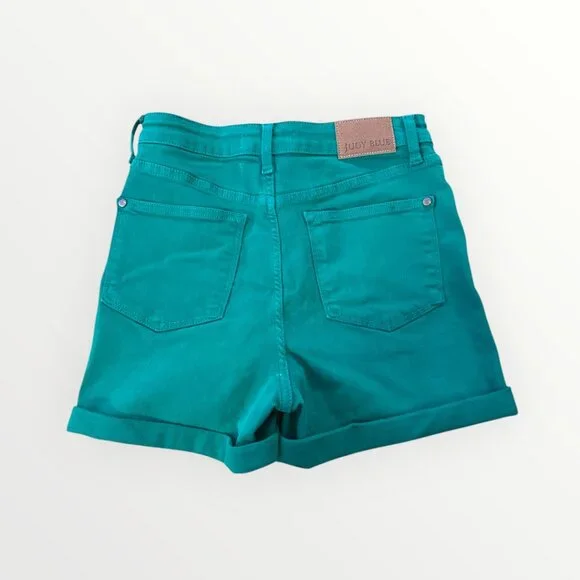 Judy Blue Full Size Tummy Control Garment Kelly Green Dyed Denim Shorts - Picture 4 of 6